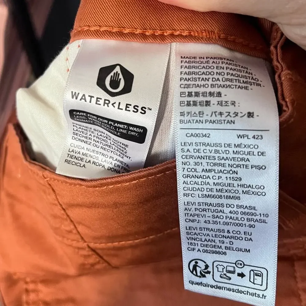 Levi’s 94 Baggy Cargo Pants Orange Wide Leg Utility Pants Tie Cuff Size 27 NWOT - Picture 7 of 8